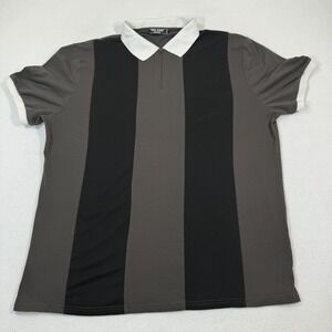Paul‎ Jones Polo Shirt Men XXL Striped Gray Black Stretch Adult Casual